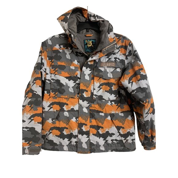 Burton L (Boys) Hooded Snowboard Outdoor Camo Winter Jacket - Picture 1 of 9